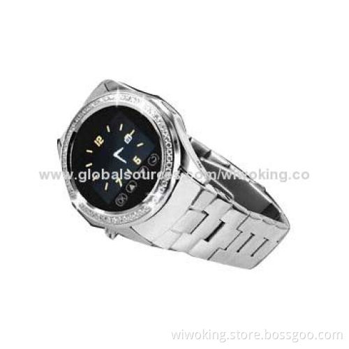 Diamond Metal Watch Phone, Smartphone Design, 480mAh Battery Capacity